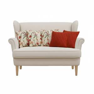 SOGA 5PC Home Decor Set Botanical Floral Light Pillowcase and Classic <b>Red</b> Diamond Knit <b>Cushion</b> <b>Cover</b> for Seat Decor - Product Image 1