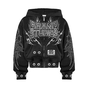 Pantalones de punto morados bordados de Brand Studios para hombre, estilo streetwear, de pierna ancha con botones de estrella y diseño gótico, estilo primavera - Product Image 4