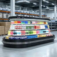 Réfrigérateur commercial ouvert de type enfichable, silencieux, ovale, pour îlot de présentation, idéal pour les magasins de proximité