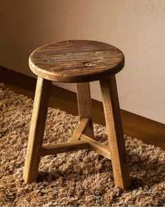Solid Wood Square <b>Stool</b> <b>Small</b> Wooden Bench Rustic Style Footstool Compact Seat Living Room Bedroom Furniture Chair - Product Image 2