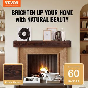 Mensola per Caminetto in Legno Naturale 60'' X 8'', Capacità di Carico 50 Libbre, Mensola Galleggiante da Parete Stile Rustico - Product Image 2