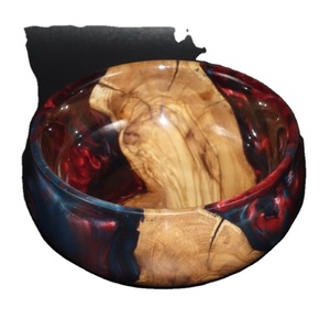 Cuenco clásico de madera y resina para comida, diseño redondo hecho a mano, Ideal para Postres, sopas, utensilios de cocina elegantes para una cena elegante - Product Image 1