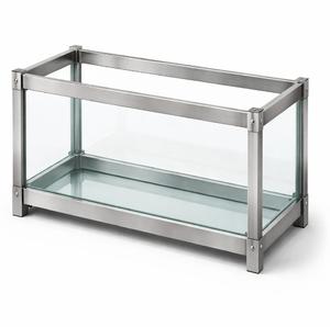Jardinière rectangulaire en acier inoxydable avec panneaux en verre trempé, bac à plantes en métal et verre de qualité supérieure pour l'intérieur et l'extérieur, jardin domestique - Product Image 1