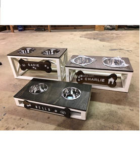 Bol de nourriture pour chien en acier inoxydable élégant avec forme rectangulaire élégante Mangeoire moderne de taille XL pour animaux de compagnie et bol à boire pour une utilisation automatique - Product Image 1