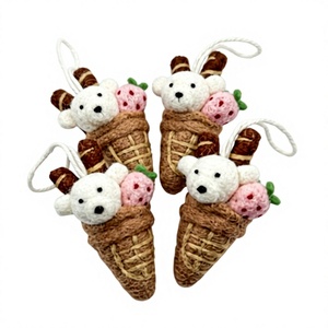 Meilleur Ornament de Noël Personnalisé en Laine Tricotée Faite Main Écologique Style Traditionnel Lapin Fraise Cornet de Glace Himalaya - Product Image 1
