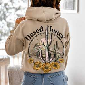 Sweat-shirt à capuche graphique Desert Honey, style Western Boho Cactus, imprimé personnalisé, respirant toute la journée, pour femme, vêtement d'hiver, OEM/ODM - Product Image 6