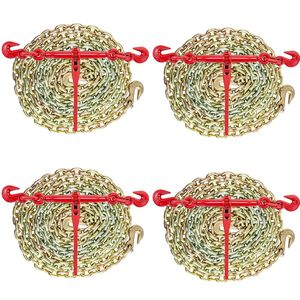 Kit de fixation de chaîne 3/8 po - 1/2 po, force de traction de 9215 lb, tendeurs à cliquet, chaînes de fixation à cliquet 3/8 po x 10 pi - Product Image 1