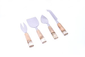 Premium Design 18/8 Stainless Steel <b>Cheese</b> <b>Knife</b> <b>Set</b> With Wood & Terrazzo Handle 4 Pcs <b>Cheese</b> Tools Butter Slicer Kitchen Tools - Product Image 5