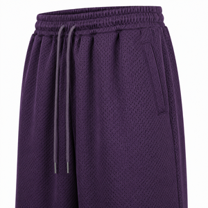 Wholesale Custom Men's Purple <b>Mesh</b> Sweatpants Elastic Waist Drawstring Casual Loose Fit Breathable Autumn Wear Sweatpants - Product Image 6