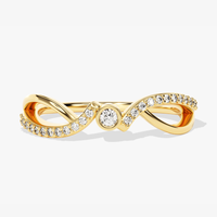 Bague de Fiançailles et de Mariage en Or Massif 14K Rhodié, Diamant de Laboratoire Torsadé Infini, 0,40 Carat, Sertissage Clos, Bague à Double Arceau, Luxe IGI