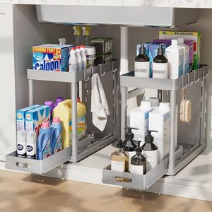 Organizador para Fregadero de Cocina, Estante Metálico Resistente a la Oxidación con Cestas de Drenaje, Estante de Almacenamiento Desmontable - Product Image 1