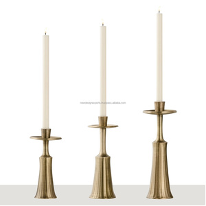 Premium 3-Piece Fluted Taper <b>CandleStick</b> Holder Set • Modernist Column Candle Centerpiece - Product Image 2