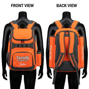 Premium polyester women baseball sports bag maroon color panel design durable custom embroidery logo travel <b>training</b> <b>backpack</b> - Product Image 3