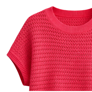 Suéter de punto texturizado de manga corta para mujer, estilo casual, holgado y transpirable, ideal para verano - Product Image 4