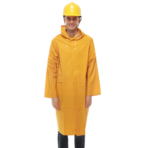 Impermeable Amarillo con Capucha y Cuello Alto, Unisex, Corte Regular, Bolsillos, Cierre de Pullover, Color Sólido, para Uso en Exteriores - Product Image 2