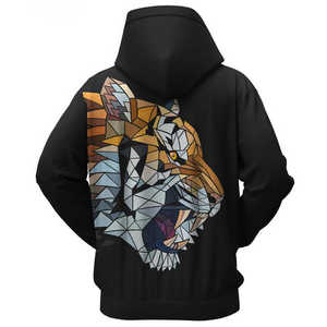 Sudadera con Capucha para Hombre, Estampado Geométrico de Tigre, Corte Regular, Informal, para Otoño, Tejido de Poliéster Transpirable, Logotipo Frontal - Product Image 2