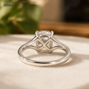 Bague de fiançailles et de solitéaire pour femme en Or rose Vermeil, avec diamant taille coussin et moissanite, à double sangle, pour anniversaire et demande en mariage - Product Image 5