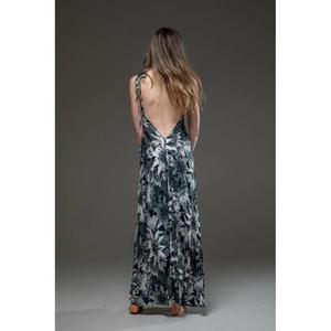 เดรสยาวพิมพ์ลายดอกไม้สไตล์ลำลองสำหรับผู้หญิง แขนยาว คอวี เหมาะสำหรับใส่ไปเที่ยวชายหาด พร้อมสายผูกเอวแบบธรรมชาติ เป็นมิตรต่อสิ่งแวดล้อมสำหรับฤดูร้อน - Product Image 5