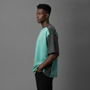 T-shirt homme coupe ample de qualité supérieure, 2 couleurs délavées, 100% coton 210g, manches courtes, confortable pour tous les jours, style hip hop. - Product Image 5