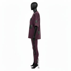 Conjunto Deportivo Premium de Camiseta de Algodón de 300GSM y Leggings de 260GSM con Paneles de PVC Reflectantes Iridiscentes y Logotipo Personalizado - Product Image 3