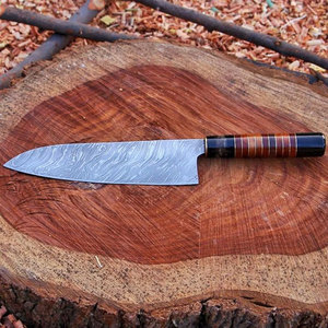 Couteau de cuisine en acier Damas de haute qualité, lame multicouche, outil de coupe durable pour la viande, les légumes et les fruits - Product Image 3