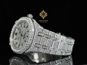 นาฬิกาข้อมือเพชรหรูสำหรับผู้ชาย Pahal Jewels ตัวเรือนสแตนเลสทรง Tonneau ขนาด 40 มม. ระบบอัตโนมัติ แสดงวันที่ สายแบบพับได้ - Product Image 2