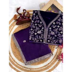 Magnifique sari brodé de zari pour les fêtes, vêtements indiens et pakistanais - Product Image 2