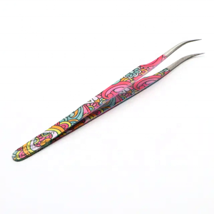 Pince à épiler pour extensions de cils de haute qualité, courbée à 75 degrés, couleur or rose, avec logo personnalisé - Product Image 5