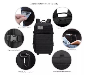 Sac à dos tactique 45L, sac à dos extérieur imperméable en nylon 600D MOLLE pour la randonnée, les voyages, l'escalade, la chasse et la gym - Product Image 6