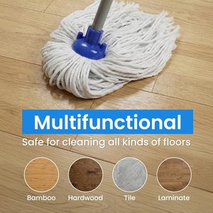 Commercial Cotton Yarn Dust Mop Reusable Flat Floor Cleaning Mop with Long Metal Handle Wholesale - Product Image 6