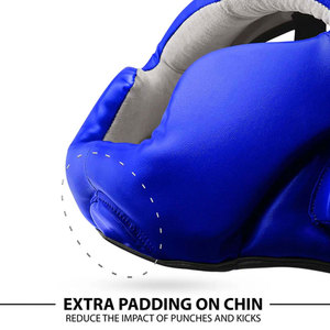 Boxing <b>Head</b> Guard with Double Visor PU Leather Blue Protective Gear Featuring Hook Loop Closure for Adults Unisex Universal Use - Product Image 5