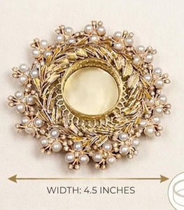 Support de bougie en ornement de perles et de gota, Décoration de table, Support Diya, Décoration de mariage, Décoration festive pour la maison, Décoration Pooja, Cadeau pour invités de mariage - Product Image 3
