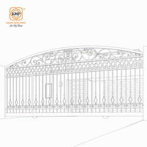 Portes extérieures en fer forgé de haute qualité KHP, double entrée, galvanisées, sécurité renforcée, personnalisables, design moderne 3D - Product Image 3