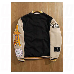 Chaqueta Varsity con Gráficos de Letras para Hombre, Manga Larga, Ribete a Rayas, Botones Frontales, Estilo Bomber, Ropa Casual Urbana, Prenda Exterior Universitaria para Otoño - Product Image 6