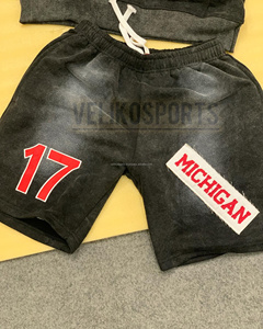 Fabricante personalizado 450gsm peso pesado desgastado bordado francés Terry 100% polar con capucha y pantalones de chándal con diseño de cremallera - Product Image 2