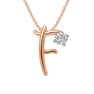 Collier pendentif lettre F légère et livraison rapide, disponible en or 10k/14k avec petit diamant rond cultivé en laboratoire - Product Image 5