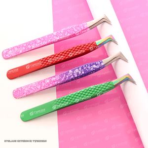 Pince à épiler japonaise en acier inoxydable pour extension de cils, prise en diamant facile, pointe pointue et courbée à 90 degrés - Product Image 5