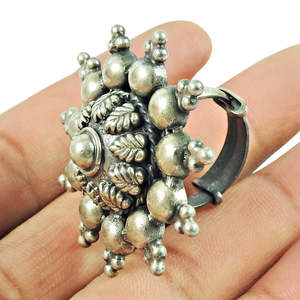 Old & Antique Look Artisan <b>Ring</b> Made From Solid 925 Sterling <b>Silver</b> <b>Ring</b> New Ethnic Chakra & Ghungroo Design Bohemian <b>Ring</b> - Product Image 3
