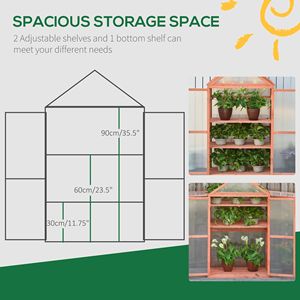 Invernadero de Madera Ajustable 32x19x54 con Puertas Dobles y Estantes para Protección de Plantas - Carpa de Cultivo Interior - Product Image 6