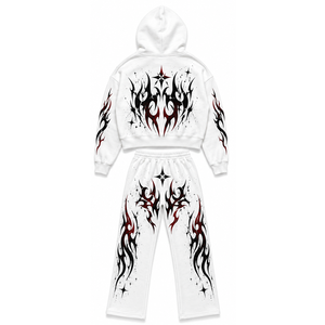 Chándal Personalizado con Serigrafía, Tejido 100% Algodón de Alto Gramaje, Estilo Vintage, Sudadera con Cremallera y Pantalón Acampanado Oversize - Product Image 4