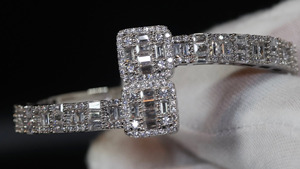 RB <b>Gems</b> Custom 925 Sterling Silver VVS Heart Cut Bezel Set Diamond Gemstone Fine Charm <b>Bracelet</b> Stylish Romantic Iced Cuban Link - Product Image 4