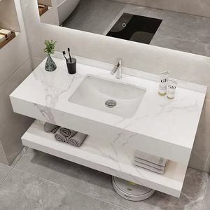Mueble de Baño Minimalista de Lujo con Lavabo Doble Capa de Mármol y Losa de Roca Sinterizada con Espejo Inteligente para Hotel - Product Image 1