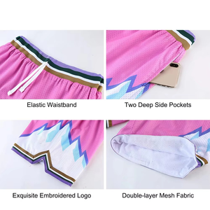 Shorts de basketball en maille polyester pour hommes, best-sellers, blanc et rose, séchage rapide, pour la gym, l'entraînement et les loisirs, fabricant OEM ODM - Product Image 6