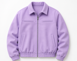 Unisex Purple Fleece Varsity Jacket <b>Covered</b> <b>Button</b> Closure Stand Collar Breathable Casual Regular Fit Winter Wear Polyester - Product Image 1