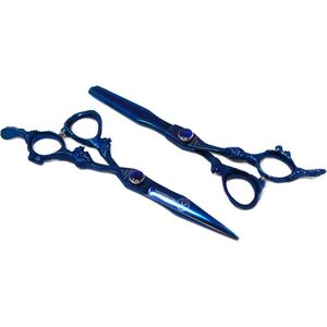 XPERSIS PRO Blue <b>Dragon</b> Hair Cutting Sharp Barber Thinning Shears 7" <b>Light</b> weight German Made Premium Steel With Finger Rest - Product Image 6