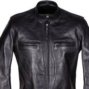 Giacca da uomo vintage in vera pelle invecchiata, classica da motociclista, di lusso, in pelle pieno fiore, all'ingrosso, alla moda - Product Image 3