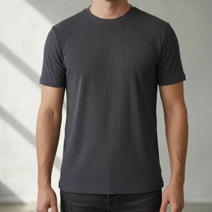 T-shirt en piqué 100% coton, col rond, manches courtes, coupe classique, décontracté, basique pour homme, SOSH 4 - Product Image 1