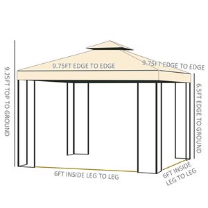 Gazebo da Giardino in Metallo 10x10 con Doppio Tetto, Motivi Floreali, Telaio Angolare e Rete, Tettoia e Pergola per Esterni - Product Image 5