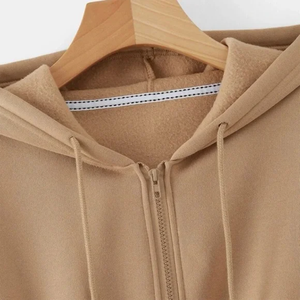 Haut court à capuche décontracté pour femme, pull à manches longues en mélange de coton doux, respirant, confortable, style streetwear, coupe décontractée, idéal pour la gym - Product Image 3