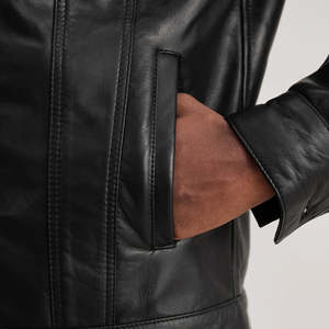 Furat Leathers Matte Brown Leather Biker <b>Jacket</b> Windproof Breathable Stand Collar Zipper Closure Customizable Men's - Product Image 3